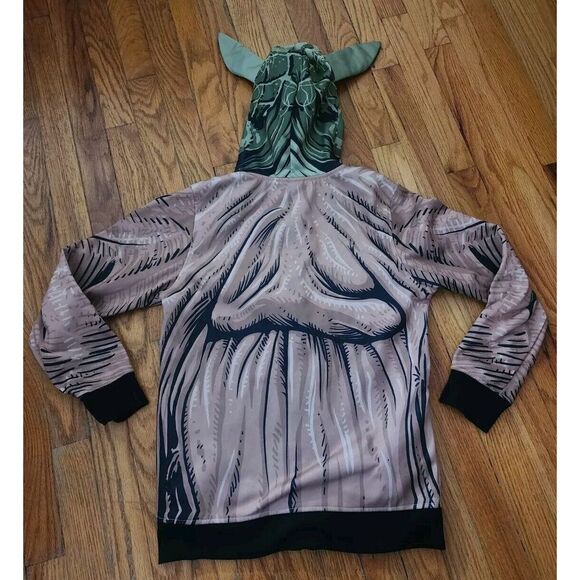 STAR WARS YODA ZIP UP FACE HOODIE YOUTH LARGE DISNEY MASK MOVIE HALLOWEEN - Picture 4 of 7
